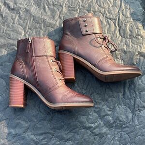 Franco Sarto Eden Leather Lace Up Ankle Boots Size 9 NWOT's- Wine- Burgundy